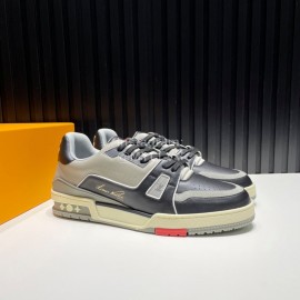 LV Calf Leather Lace Up Sneakers For Men Black