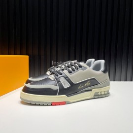 LV Calf Leather Lace Up Sneakers For Men Black