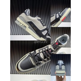 LV Calf Leather Lace Up Sneakers For Men Black