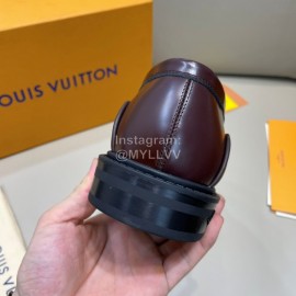 LV Classic Monogram Printed Calf Leather Loafers For Men Coffee