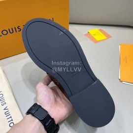 LV Classic Monogram Printed Calf Leather Loafers For Men Coffee