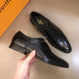 LV Black Cowhide Lace Up Business Shoes For Men