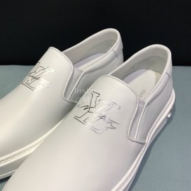 LV 3d Printed Cowhide Casual Loafers For Men White