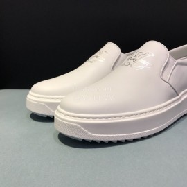 LV 3d Printed Cowhide Casual Loafers For Men White