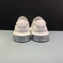 LV 3d Printed Cowhide Casual Loafers For Men White