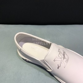 LV 3d Printed Cowhide Casual Loafers For Men White