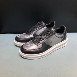 LV Classic Monogram Leather Lace Up Casual Sneakers For Men 
