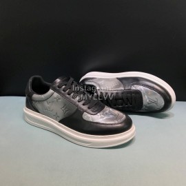 LV Classic Monogram Leather Lace Up Casual Sneakers For Men 