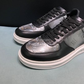 LV Classic Monogram Leather Lace Up Casual Sneakers For Men 