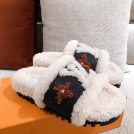 Lv Winter Wool Slippers White
