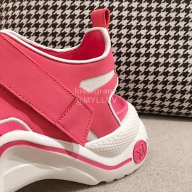 Lv Summer Thick Sole Sheepskin Sandals Rose Red