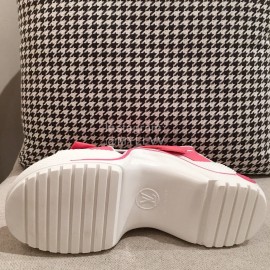 Lv Summer Thick Sole Sheepskin Sandals Rose Red