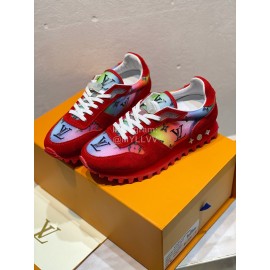 Lv Color Splicing Couple Casual Sneakers Red