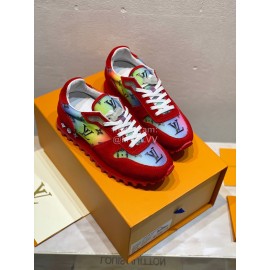 Lv Color Splicing Couple Casual Sneakers Red