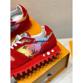 Lv Color Splicing Couple Casual Sneakers Red