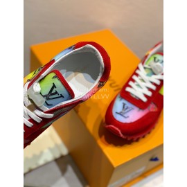 Lv Color Splicing Couple Casual Sneakers Red