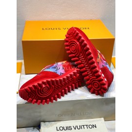 Lv Color Splicing Couple Casual Sneakers Red