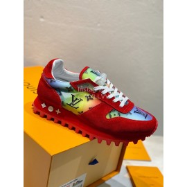 Lv Color Splicing Couple Casual Sneakers Red