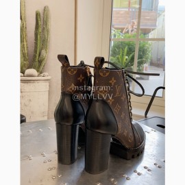 Lv Autumn Winter New Thick Heel Thick Soled Boots Brown