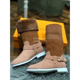 Lv Winter Embossed Wool Boots For Women Coffee
