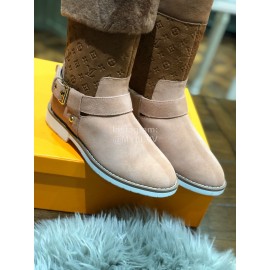 Lv Winter Embossed Wool Boots For Women Coffee
