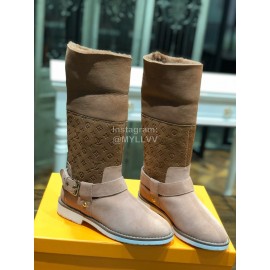 Lv Winter Embossed Wool Boots For Women Coffee
