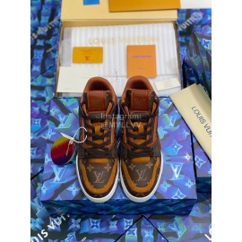 Lv Autumn Winter Calf Sneakers For Men Brown