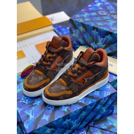 Lv Autumn Winter Calf Sneakers For Men Brown