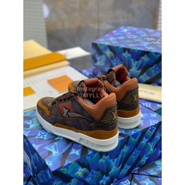 Lv Autumn Winter Calf Sneakers For Men Brown