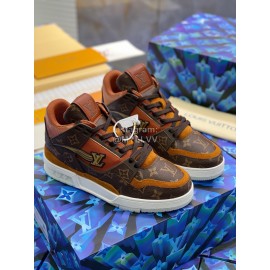 Lv Autumn Winter Calf Sneakers For Men Brown