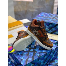 Lv Autumn Winter Calf Sneakers For Men Brown
