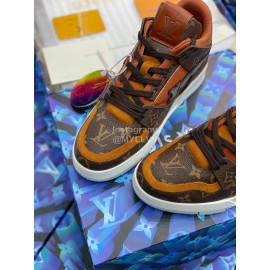 Lv Autumn Winter Calf Sneakers For Men Brown
