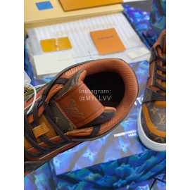 Lv Autumn Winter Calf Sneakers For Men Brown