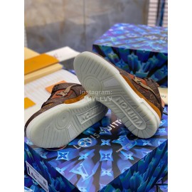 Lv Autumn Winter Calf Sneakers For Men Brown