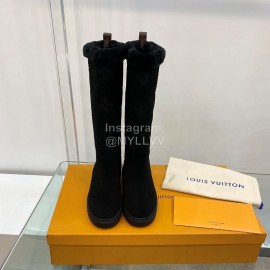 Lv Warm Wool Knee Boots For Women Black