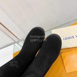 Lv Warm Wool Knee Boots For Women Black