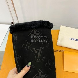 Lv Warm Wool Knee Boots For Women Black