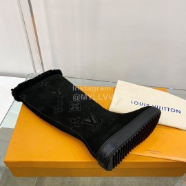 Lv Warm Wool Knee Boots For Women Black