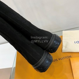 Lv Warm Wool Knee Boots For Women Black