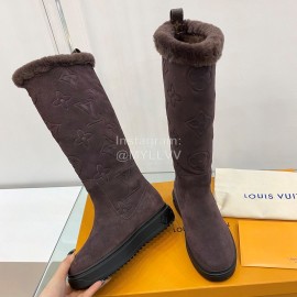 Lv Warm Wool Knee Boots For Women Purple