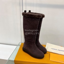 Lv Warm Wool Knee Boots For Women Purple