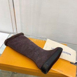 Lv Warm Wool Knee Boots For Women Purple