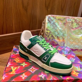 Lv Embossed Grain Calf Trainer Men Basketball Shoes Green