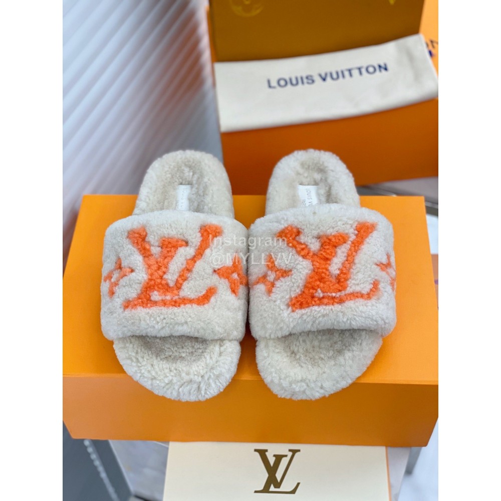 Lv Winter Lamb Wool Slippers White