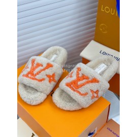 Lv Winter Lamb Wool Slippers White
