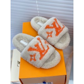 Lv Winter Lamb Wool Slippers White