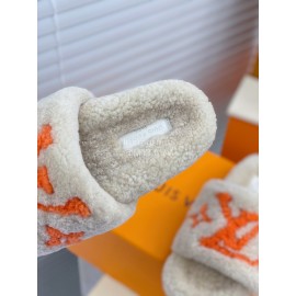 Lv Winter Lamb Wool Slippers White