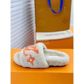 Lv Winter Lamb Wool Slippers White