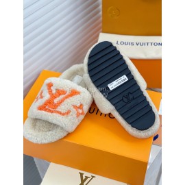 Lv Winter Lamb Wool Slippers White