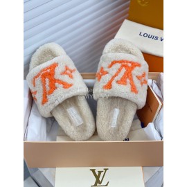 Lv Winter Lamb Wool Slippers White